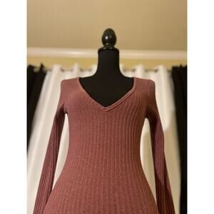 Windsor Bodycon Dress Long Sleeves Midi Ribbed Size Small